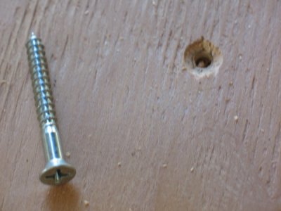 2 - wood screw and counter sunk hole.JPG